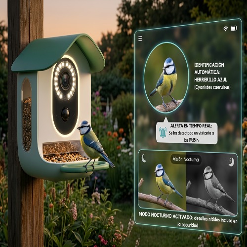 Nido inteligente para aves con cámara HD y visión nocturna Birdfy loading=
