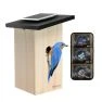 Birdfy Ebony Lite Slim Vogelhuisje Op Zonne-energie met Camera en AI-Vogelherkenning sticky