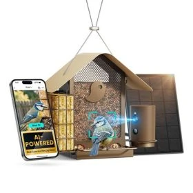 Birdfy Feeder Metal V Lite + Solar - Weatherproof Smart Bird Feeder with Camera and AI Recognition