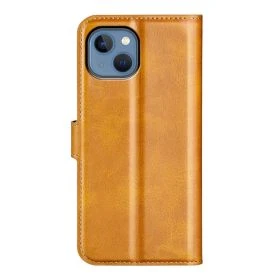 Casecentive Leren Wallet case met sluiting iPhone 14 tan