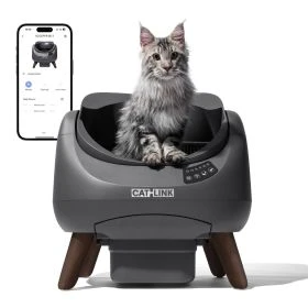 CATLINK Open X - Open Top Zelfreinigende Automatische Kattenbak Grijs
