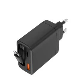 Musthavz 65W Fast Charging 2-Port PD Oplader met Oprolbare Kabel Zwart