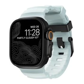 Nomad Rocky Point Band Apple Watch Ultra 46mm / 49mm Icy Blue Glow Connector Black