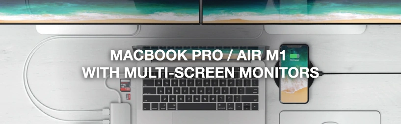 MacBook M1 M2 multi-monitor setup met Casecentive DisplayLink docking station