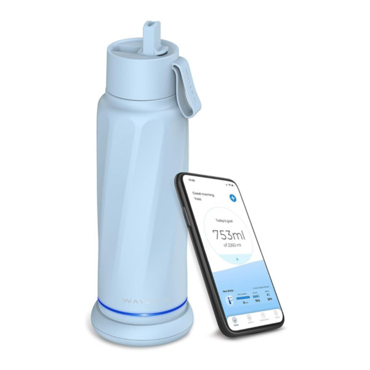 WaterH VITA slimme waterfles 530 ml licht blauw - B002SB