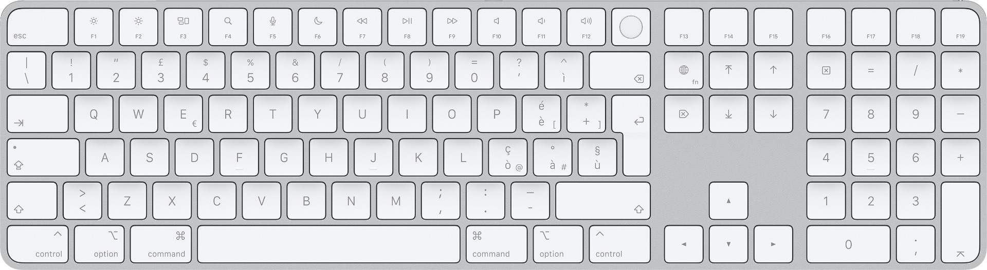 Apple Magic Keyboard avec Pavé Numérique et Touch ID QWERTY IT - Blanc