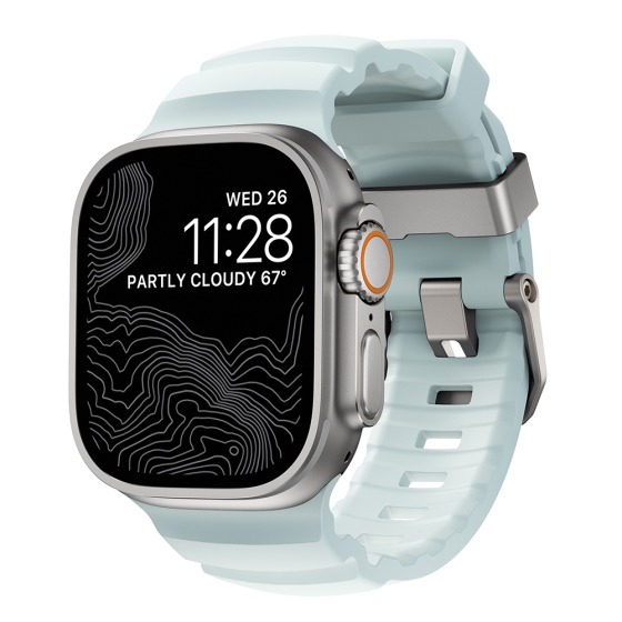 Nomad Rocky Point Band Apple Watch Ultra 46mm / 49mm Icy Blue Glow Connector Natural - NM014452858