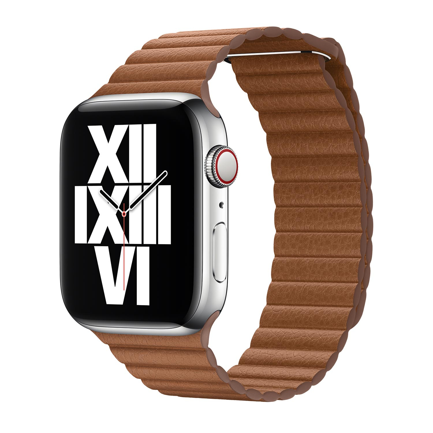 Apple - Bracelet Apple Watch en cuir 42mm / 44mm / 45mm / 49mm - Large - Marron