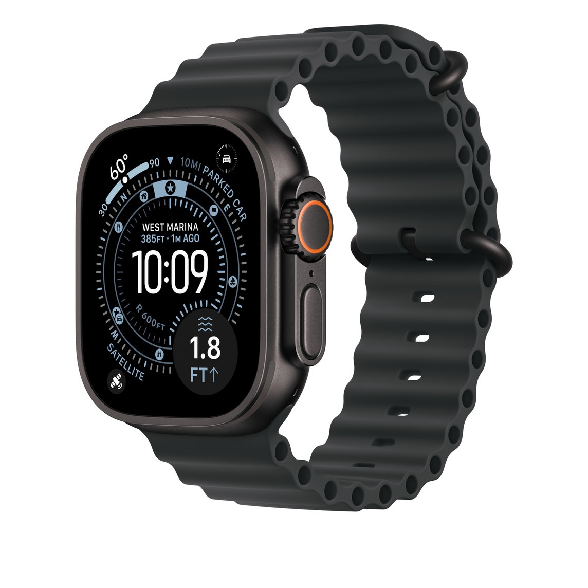 Apple origineel Ocean Band Apple Watch 44mm / 45mm / 46mm / 49mm Zwart / Titanium - MYPD3ZM/A