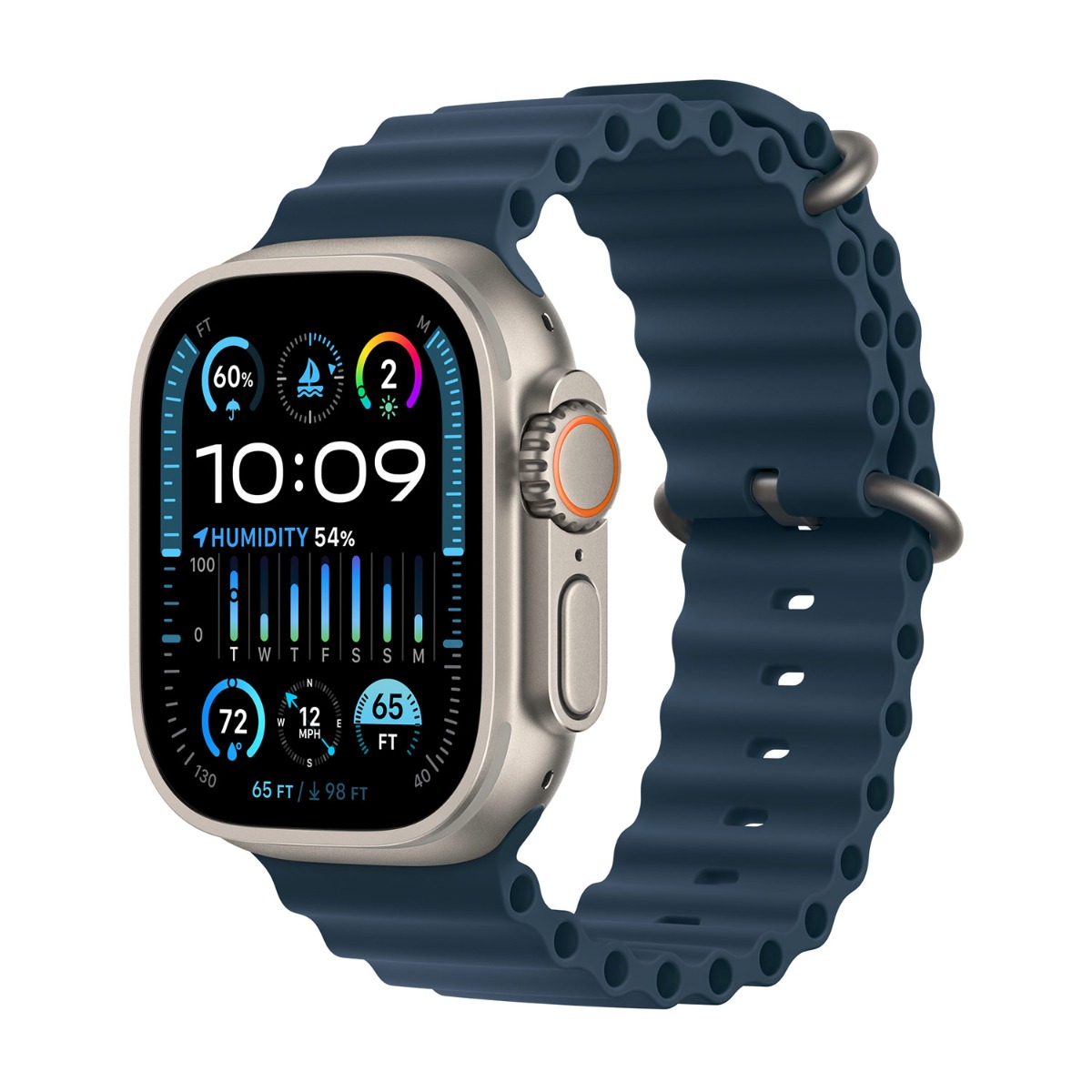 Apple origineel Ocean Band Apple Watch 44mm / 45mm / 46mm / 49mm Blauw / Titanium - MT633ZM/A