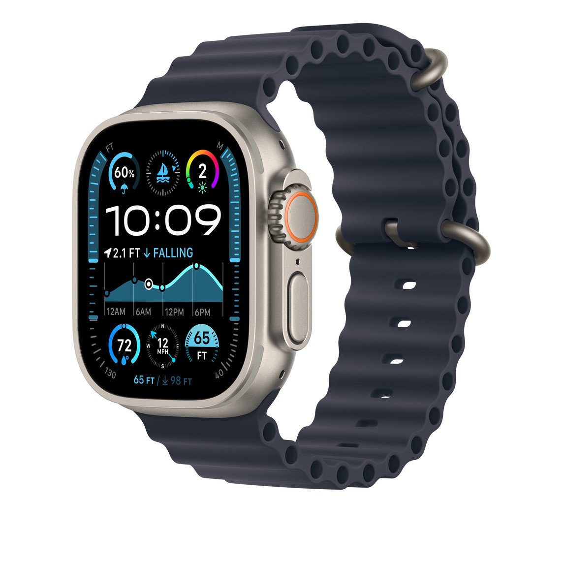 Apple origineel Ocean Band Apple Watch 44mm / 45mm / 46mm / 49mm Navy / Titanium - MYPA3ZM/A