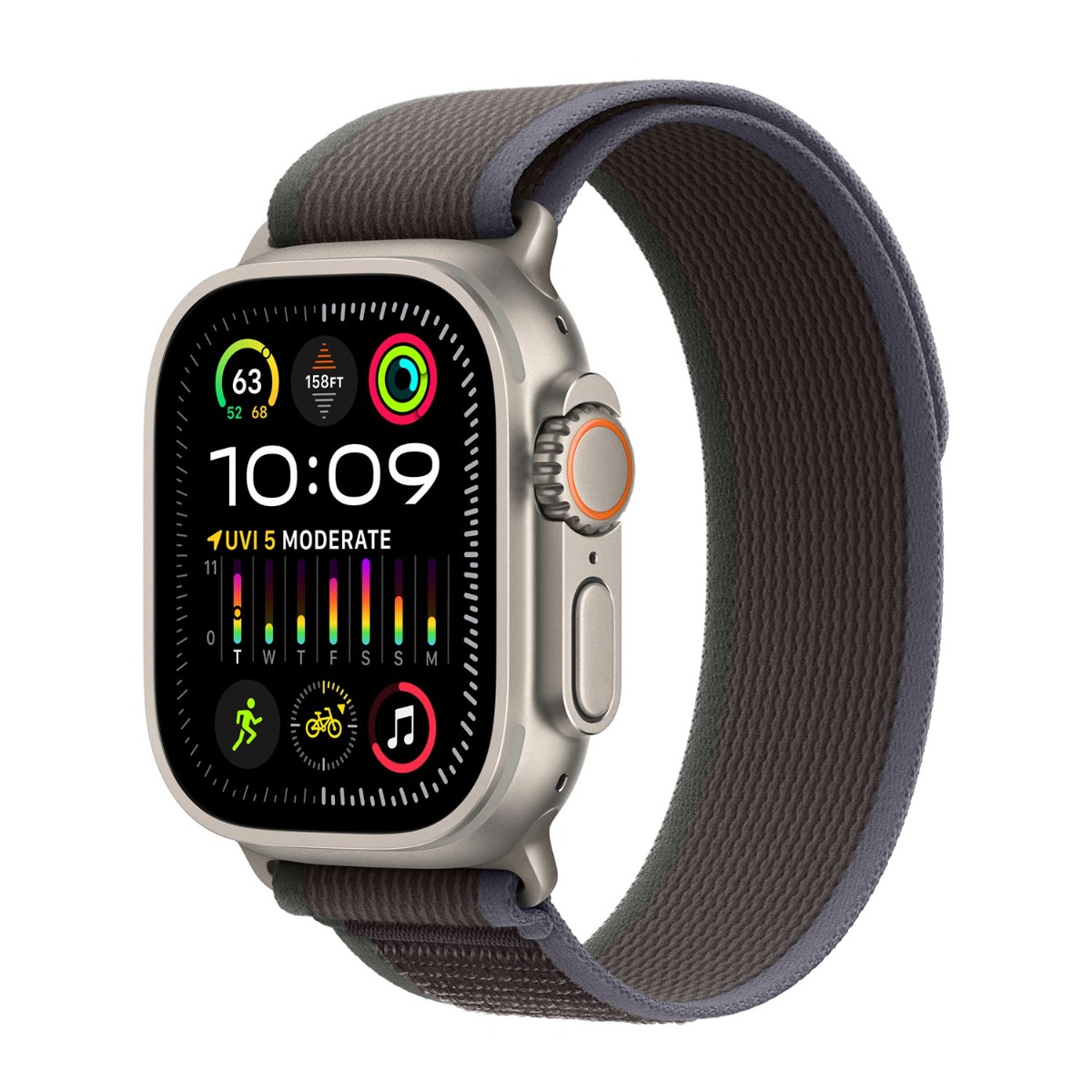 Apple origineel Trail Loop Apple Watch 44mm / 45mm / 46mm / 49mm Blauw / Zwart M/L - MT623ZM/A
