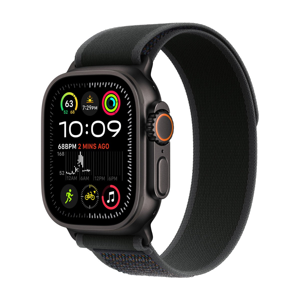 Apple origineel Trail Loop Apple Watch 44mm / 45mm / 46mm / 49mm Zwart S/M - MYQ53ZM/A