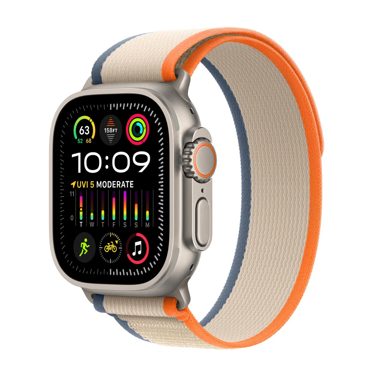 Apple origineel Trail Loop Apple Watch 44mm / 45mm / 46mm / 49mm Oranje / Beige M/L - MT5X3ZM/A