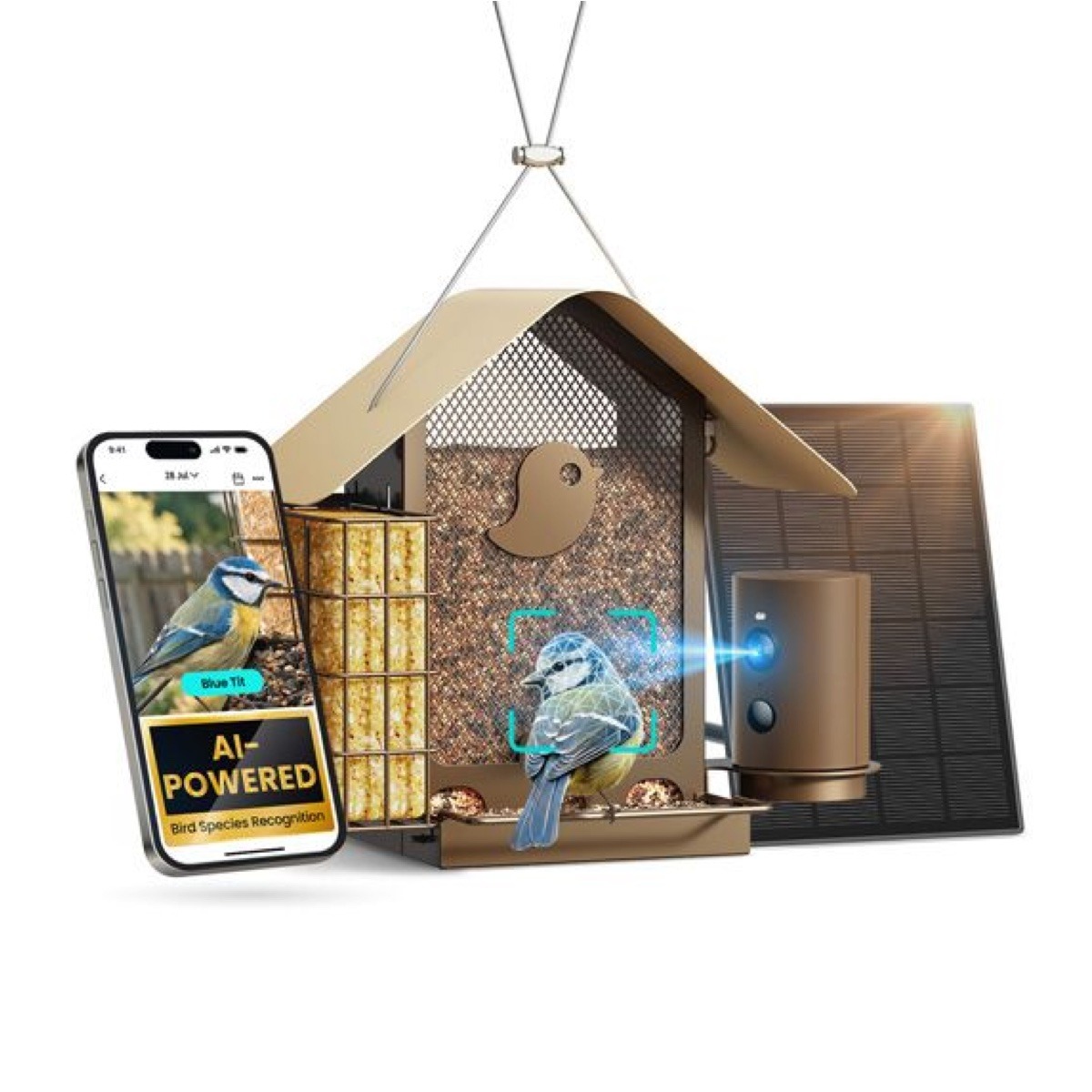 Birdfy Feeder Metal V Lite + Solar - weerbestendig slim vogelvoederhuisje met camera en AI-herkenning - EPPAMBNBFM00320