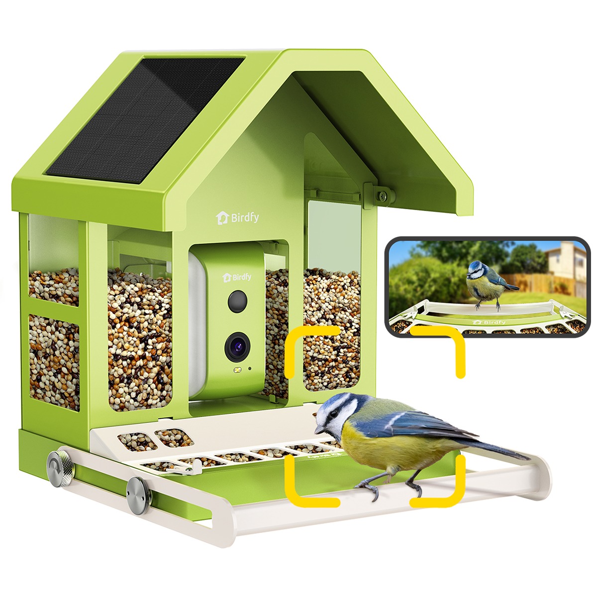 Birdfy Metalen Lite Slim vogelhuisje met camera - Op Zonne-energie met AI-Vogelherkenning - Camera in nestkast - EPPAMBNI8172100