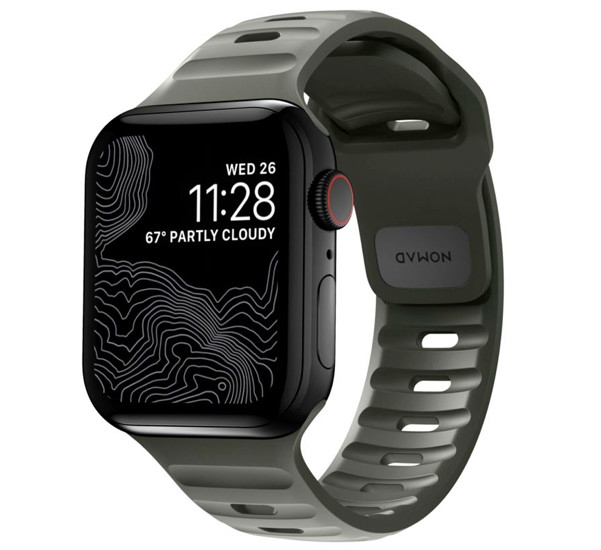 Nomad horlogebandje - Sport  FKM - geschikt voor Apple® Watch 49/45/44 mm - Ash Green