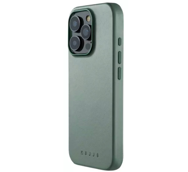 Mujjo Coque en Cuir iPhone 16 Pro Max - Vert Fumée