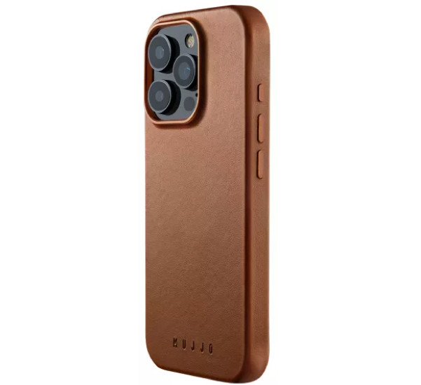 Mujjo Coque en Cuir iPhone 16 Pro - Marron