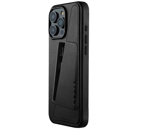 Mujjo Coque Portefeuille en Cuir iPhone 16 Pro Max - Noir