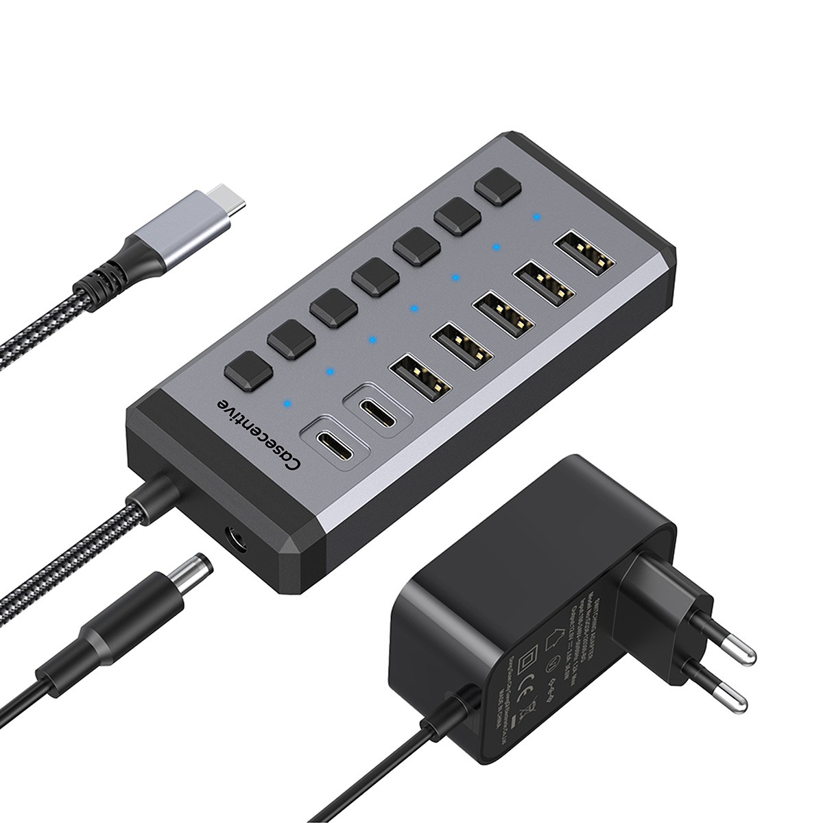 Casecentive 7-in-1 USB-C 10Gbps Charging Hub - 8720153797047