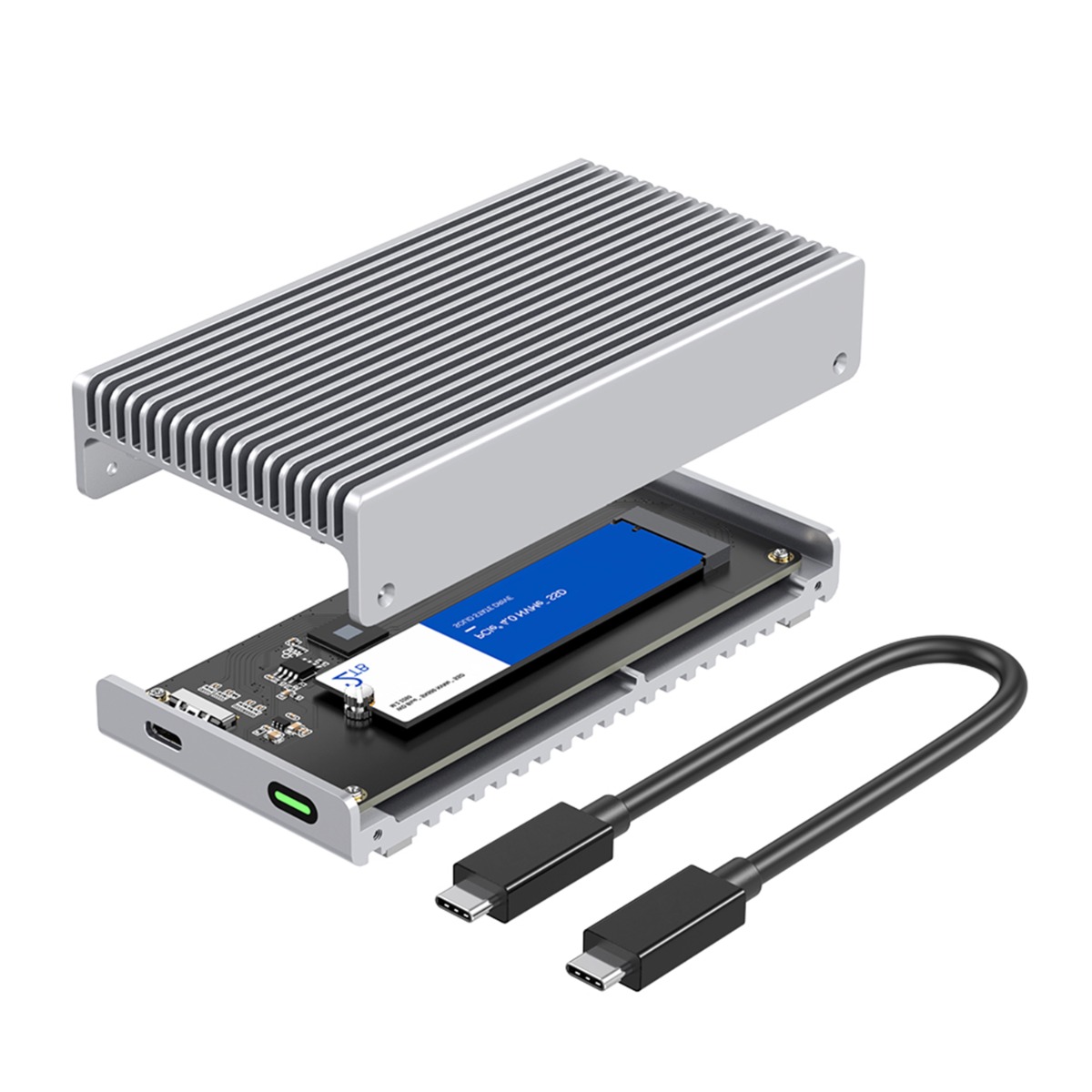 Casecentive M.2 NVMe SSD Enclosure 40Gbps Zilver - 8720153797139