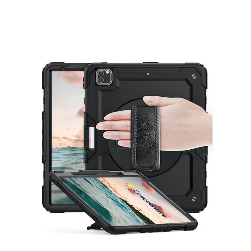 Casecentive Handstrap Pro Hardcase met handvat iPad Pro 11" 2021 / 2020 / 2018 zwart