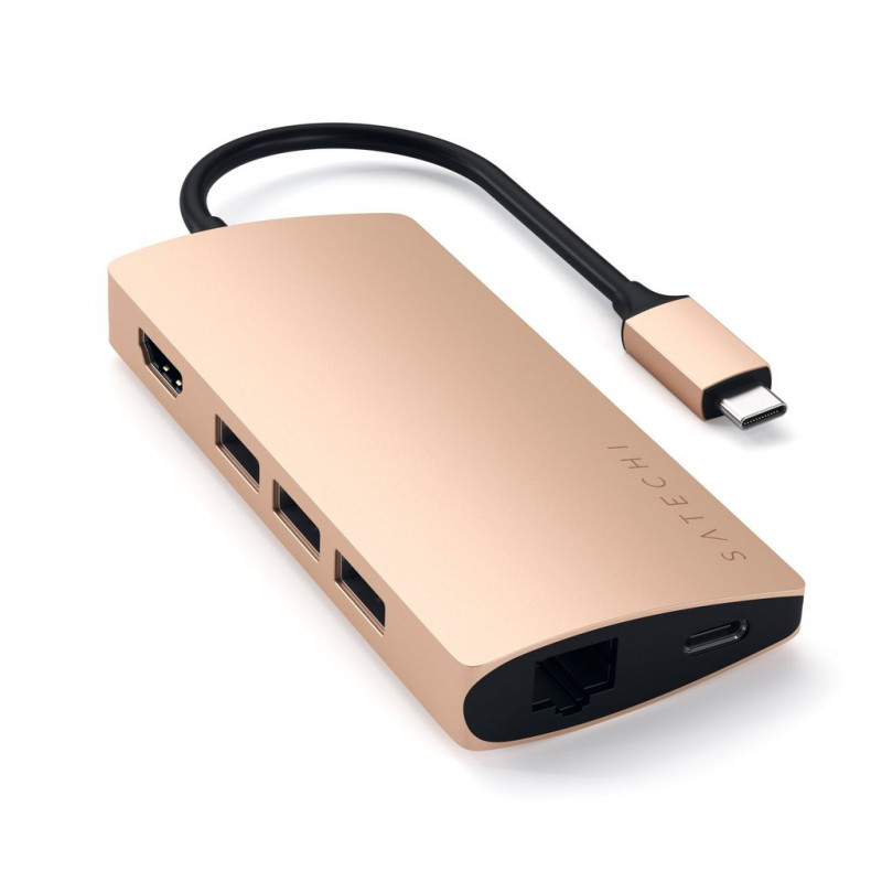 Satechi USB-C Multi-Port Adapter 4K Ethernet V2 goud