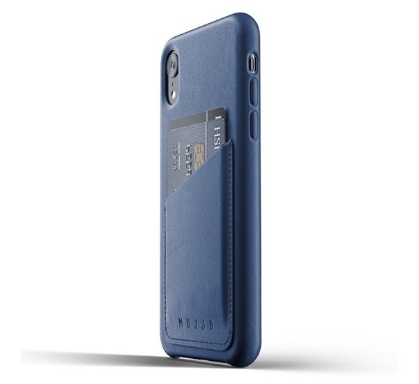 Mujjo Leather Wallet Case iPhone XR blauw
