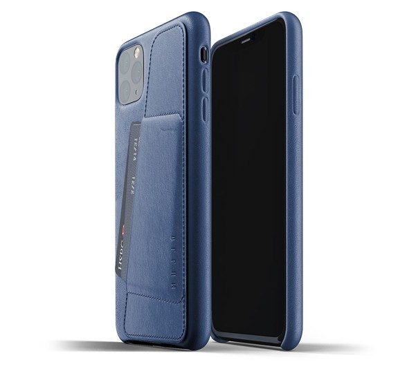 Mujjo Leather Wallet Case iPhone 11 Pro Max blauw