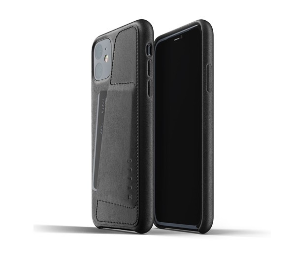 Mujjo Leather Wallet Case iPhone 11 zwart