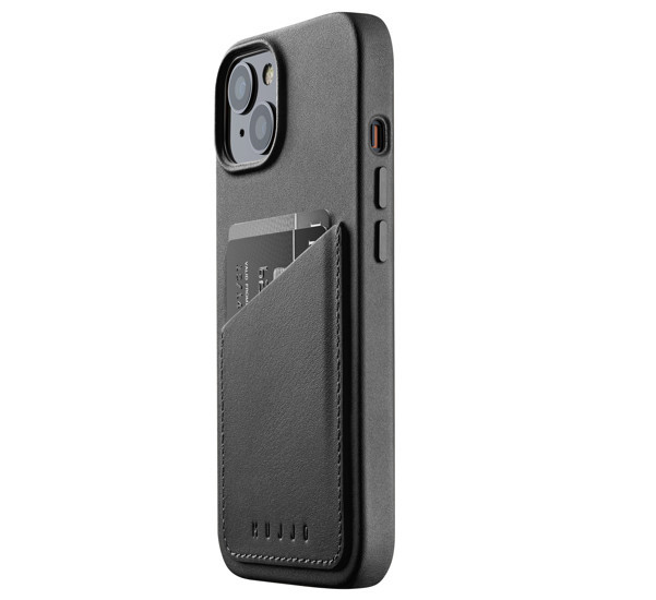 Mujjo Leather Wallet Case iPhone 14 / 15 zwart