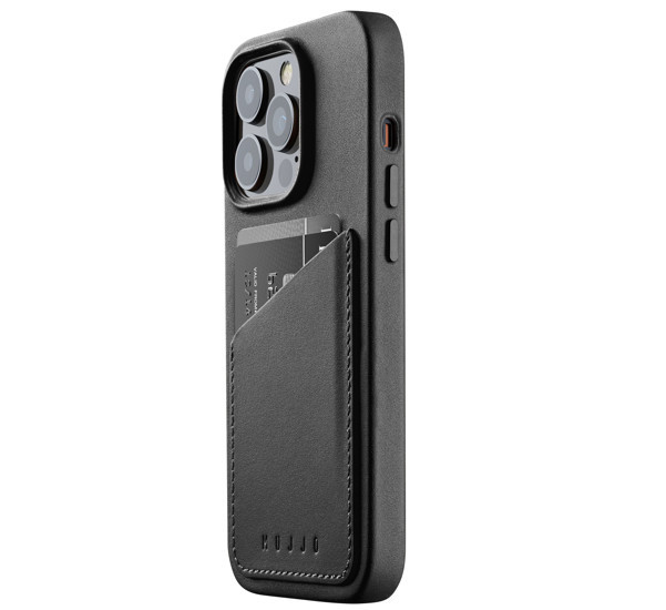Mujjo Leather Wallet Case iPhone 14 Pro zwart