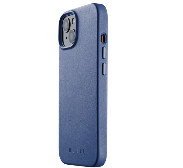 Mujjo Leather Case met MagSafe iPhone 14 / 15 blauw