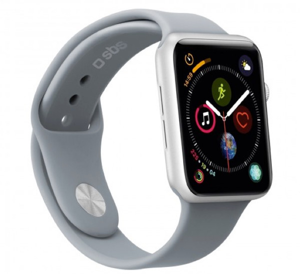 SBS Silicone Strap Apple Watch small/medium 42mm / 44mm / 45mm / 49mm grey