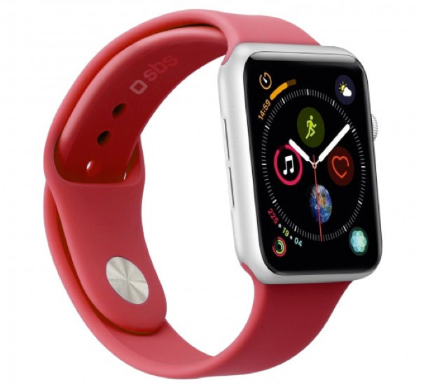 SBS Silicone Strap Apple Watch medium/large 42mm / 44mm / 45mm / 49mm red