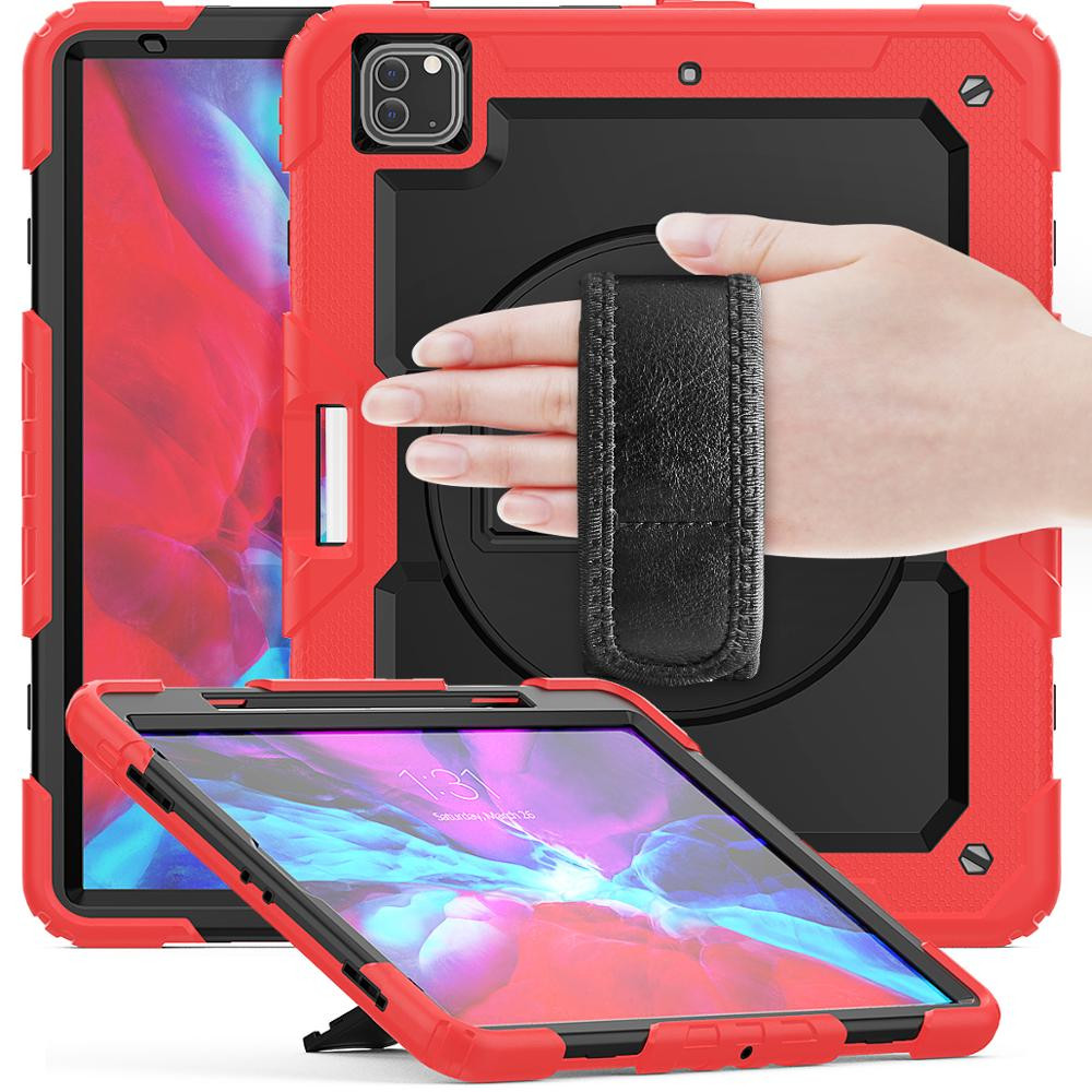 Casecentive Handstrap Pro Hardcase met handvat iPad Pro 12.9" 2022 / 2021 / 2020 / 2018 rood