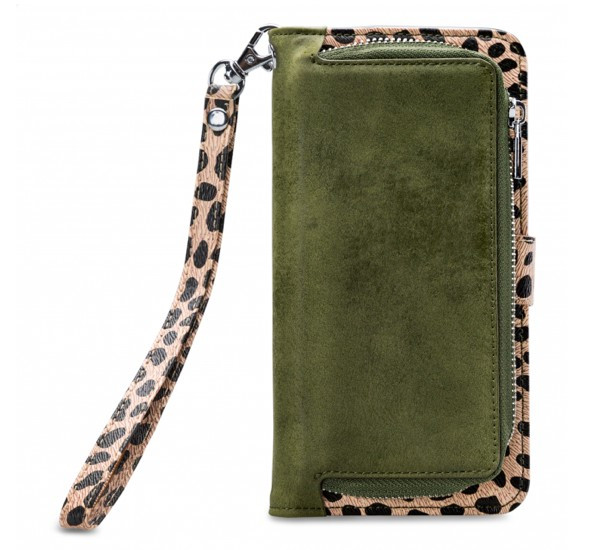 Mobilize 2in1 Gelly Wallet Zipper Case iPhone 11 olijfgroen / leopard