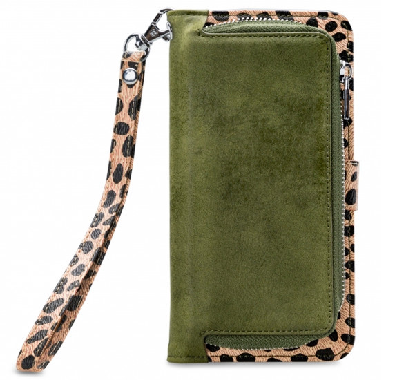 Mobilize 2in1 Gelly Wallet Zipper Case iPhone 12 Pro Max olijfgroen / leopard 