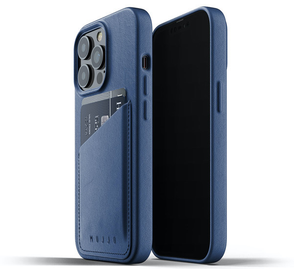 Mujjo Leather Wallet Case iPhone 13 Pro blauw