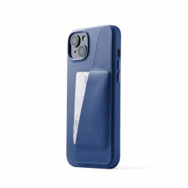 Mujjo Leather Wallet Case met MagSafe iPhone 14 / 15 Plus blauw