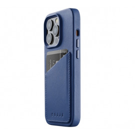 Mujjo Leather Wallet Case iPhone 14 Pro blauw