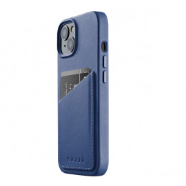 Mujjo Leather Wallet Case iPhone 14 / 15 blauw