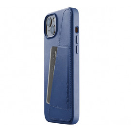 Mujjo Leather Wallet Case iPhone 14 / 15 Plus blauw