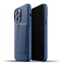 Mujjo Leather Wallet Case iPhone 13 Pro Max blauw