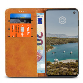 Casecentive Leren Wallet case Samsung Galaxy S10 tan