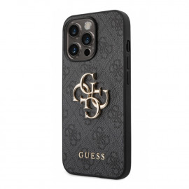 Guess PU 4G Metal Logo case iPhone 14 Pro grijs