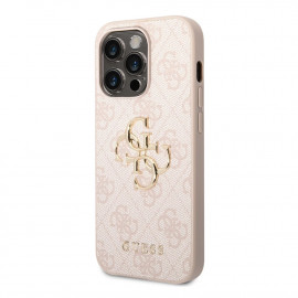 Guess PU 4G Metaal Logo case iPhone 14 Pro Max roze