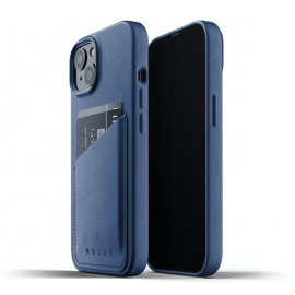 Mujjo Leather Wallet Case iPhone 13 blauw