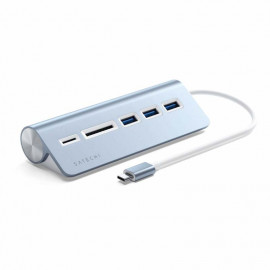 Satechi Type-C Aluminium USB Hub & Card Reader blauw